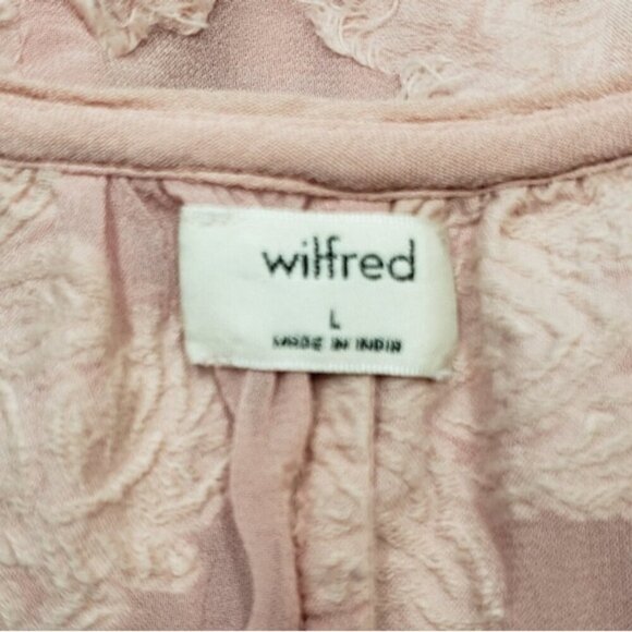 Aritzia Wilfred Pink Sheer Floral Distressed Blouse Peplum Augustine Size Large - Picture 8 of 15